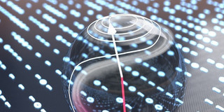 Artistic impression of a spin on a plane of binary numbers