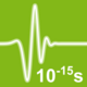 White terahertz pulse with 10^-15s written next to it.